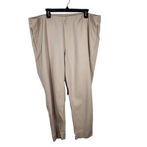 J. Jill Womens Crop Pants Size 22 Essential Cotton Stretch Beige Pull On Pockets